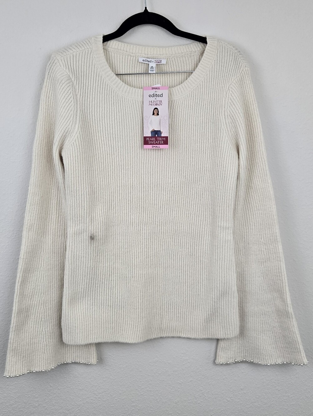 NWT Edited X Hunter McGrady Pearl Trim  Sweater